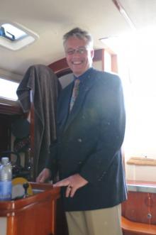 Gregor in pak aan boord, Uisge Beatha, Zeilen, Watersport Gregor in pak aan boord, Uisge Beatha, Zeilen, Watersport